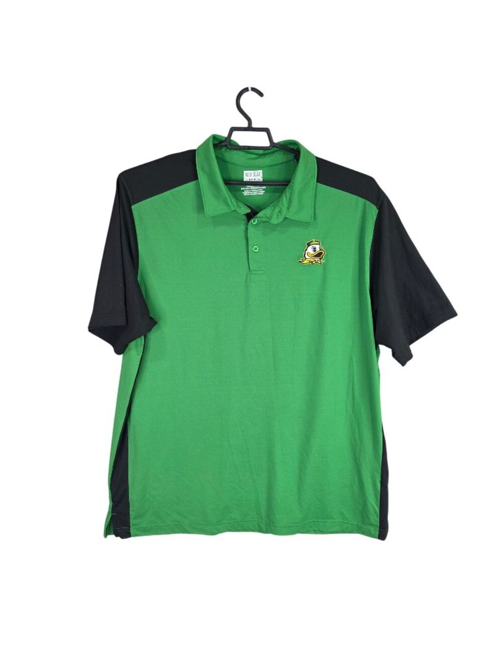 Mens Oregon Ducks Green & Black Polo Shirt Box Seat Clothing Polyester Blend 2XL